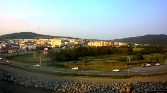 Blick vom Ufer des Magadanka. Magadan Webcam online