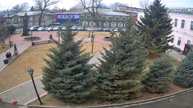 Skulpturenplatz in der Nähe von Lenin. Irkutsk-Webcams