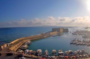 Blick auf den Hafen und die Festung. Webcams Heraklion