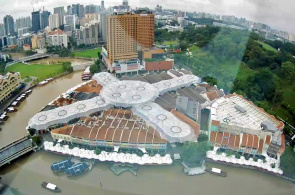 Einkaufs- und Unterhaltungskomplex am Clark Quay River. Singapur Webcams online