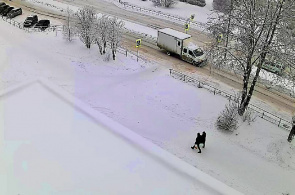 Fußgängerüberweg auf dem Boulevard der Sowjets in Segezh