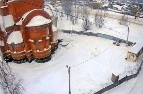 Bau des Tempels. Webcams Nazarovo