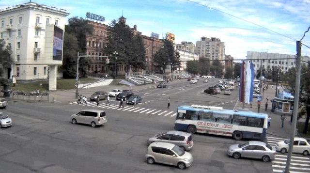 Blick auf die Straße Puschkin im Bereich des Platzes. Lenin. Chabarowsk online