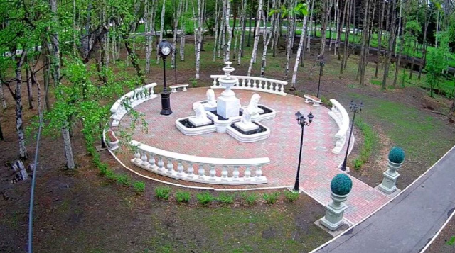 Ein Brunnen mit Löwen. Webcams Komsomolsk-on-Amur